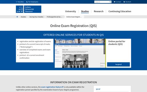 Online Exam Registration – Leibniz Universität Hannover