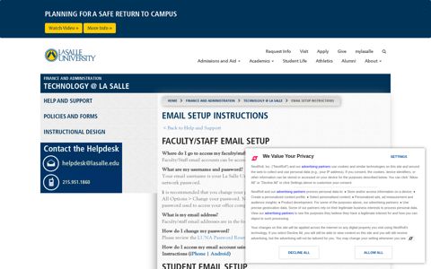 Email Setup Instructions | Technology @ La Salle