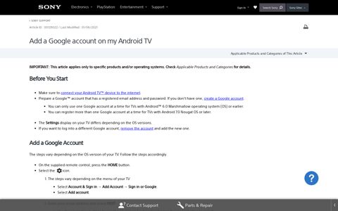 Add a Google account on my Android TV | Sony USA