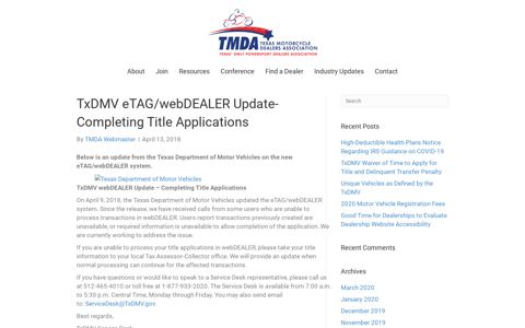 TxDMV eTAG/webDEALER Update- Completing Title ...