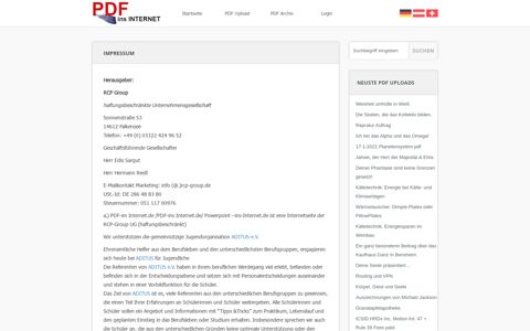 Impressum – PDF kostenlos ins Internet hochladen