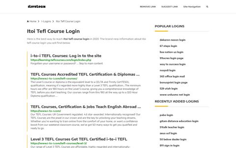 Itoi Tefl Course Login ❤️ One Click Access - iLoveLogin