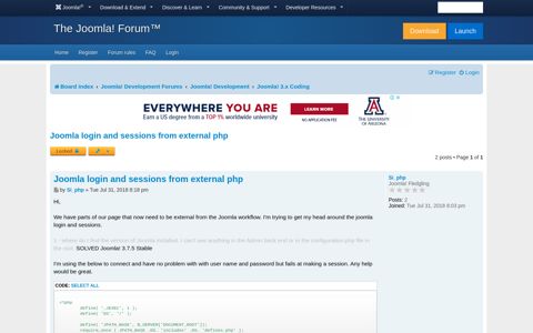 Joomla login and sessions from external php - Joomla! Forum ...