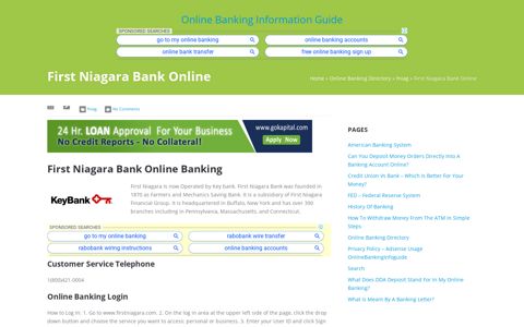 First Niagara Bank Online | Online Banking Information Guide