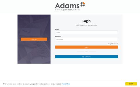Login to your Account · Adams Multilingual Recruitment