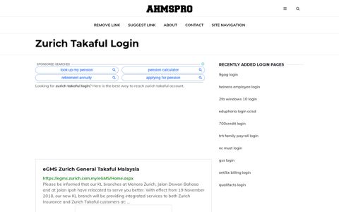 Zurich Takaful Login - AhmsPro.com