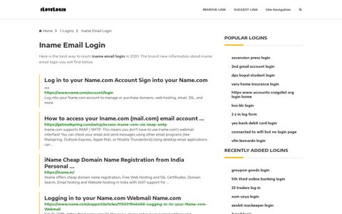 Iname Email Login ❤️ One Click Access - iLoveLogin