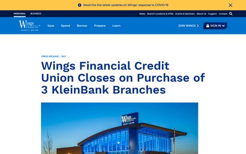 Wings Financial acquires 3 KleinBank Branches - Wings ...
