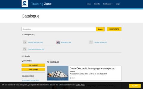 EUROCONTROL Training Zone - Catalogue