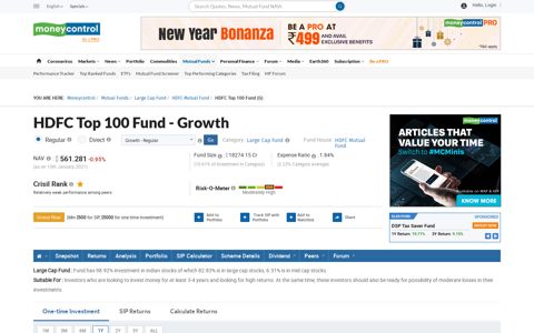 HDFC Top 100 Fund - Growth [523.046] | HDFC Mutual Fund ...