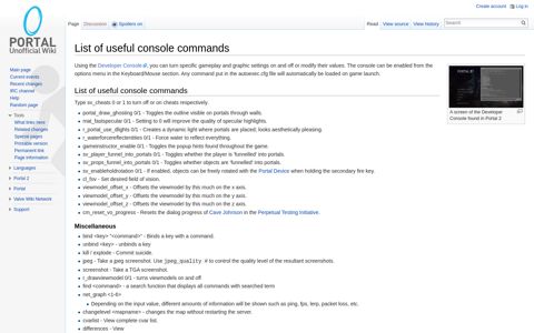 List of useful console commands - Portal Wiki