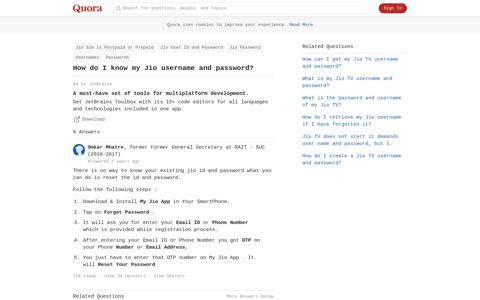 How to know my Jio username and password - Quora