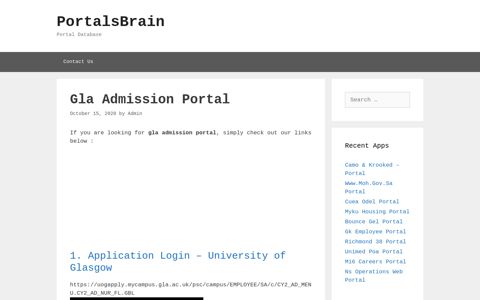 Gla Admission - Application Login - University Of Glasgow
