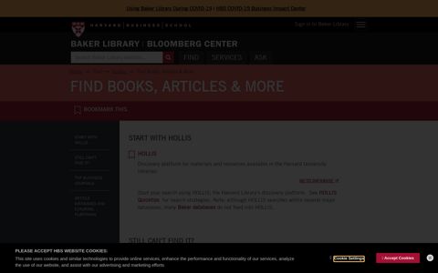 Find Books, Articles & More - Baker Library - Harvard ...