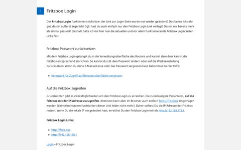 Fritzbox Login | Einloggen | Passwort | IP-Adresse | Zugreifen