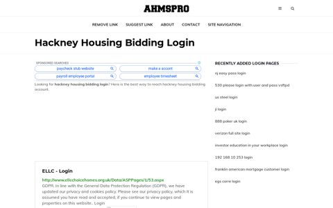 hackney housing bidding ✔️ ELLC - Login - AhmsPro.com