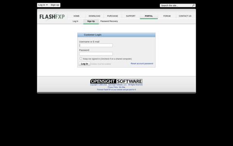 FlashFXP Customer Portal Login