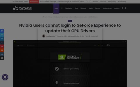 Nvidia users cannot login to GeForce Experience to update ...