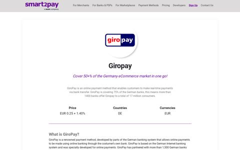 Payment Methods: Giropay - Smart2Pay