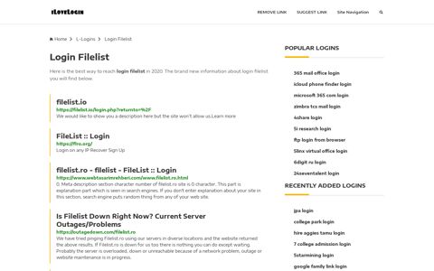 Login Filelist ❤️ One Click Access - iLoveLogin