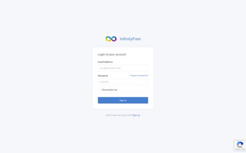 InfinityFree: Login to your account