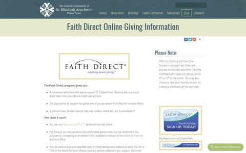 St. Elizabeth Ann Seton Catholic Church/Faith Direct Online ...