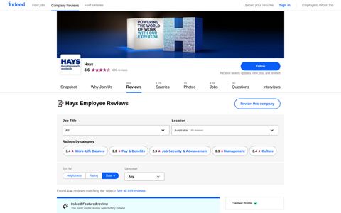 Working at Hays: 148 Reviews | Indeed.com