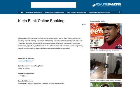 Klein Bank Online Banking Login - us.org