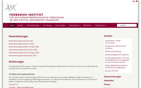 Bibliothek - Frobenius-Institut Frankfurt am Main