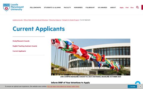 Current Applicants - Loyola Marymount University - Academics