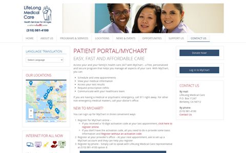 Patient Portal/MYCHART - LifeLong Medical Care