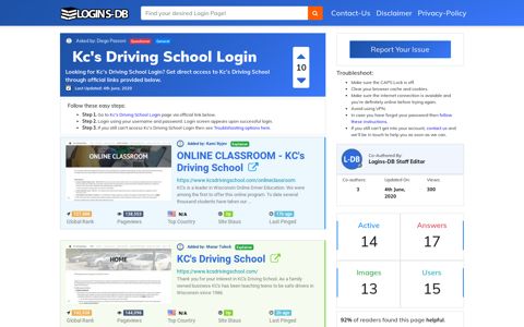 Kc's Driving School Login - Logins-DB