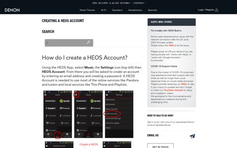 CREATING A HEOS ACCOUNT - Denon Support