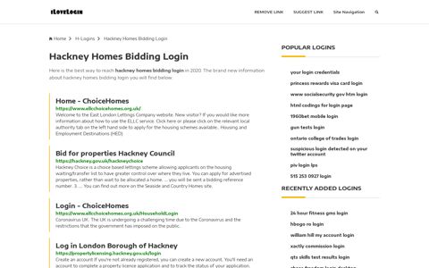 Hackney Homes Bidding Login ❤️ One Click Access - iLoveLogin