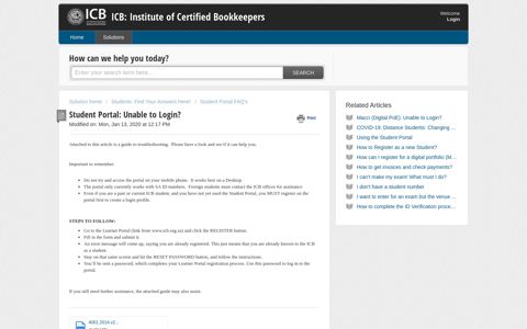 ICB Student Portal - Login and Password Help : ICB: Institute ...