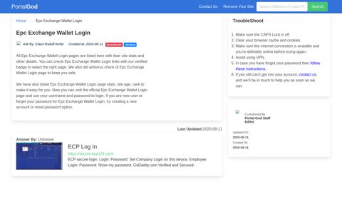 Epc Exchange Wallet Login Page - portal-god.com