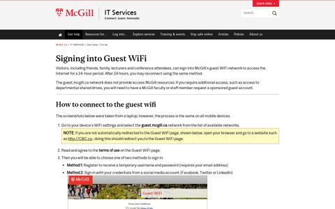 Signing into Guest WiFi | IT Services - McGill University