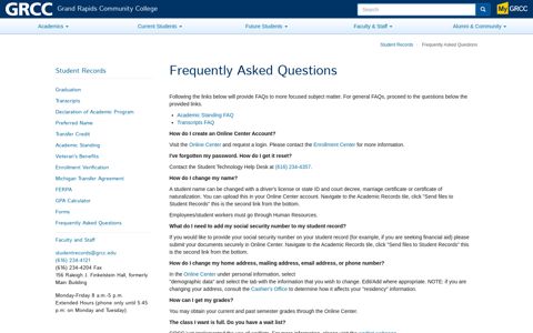 Frequently Asked Questions | Grand Rapids Community College