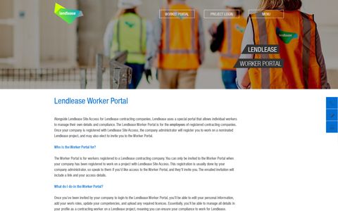 Lendlease Worker Portal - Lendlease Contractors
