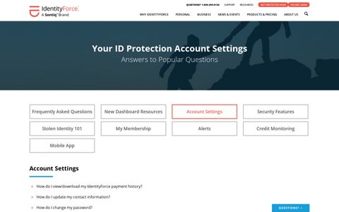 Member support - Account settings | IdentityForce®