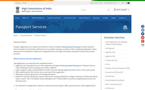 Passport Services - High Commission of India, Wellington ...