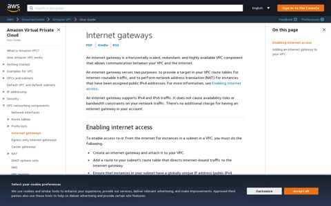 Internet gateways - Amazon Virtual Private Cloud