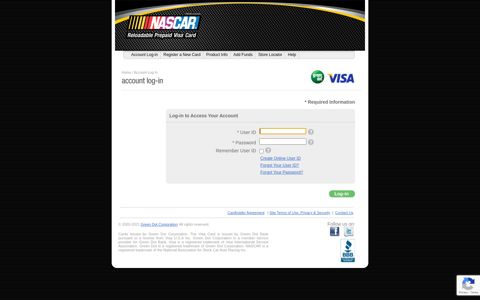 Account Login | NASCAR Reloadable Prepaid ... - Green Dot