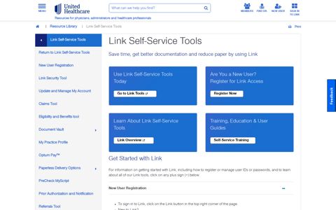 Link Self-Service Tools | UHCprovider.com