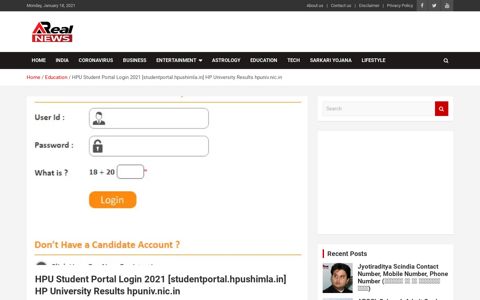 HPU Student Portal Login 2021-22 studentportal.hpushimla.in