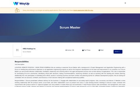HRGi Holdings Inc: Scrum Master | WayUp