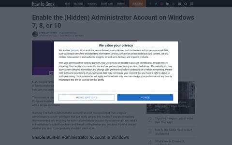 Enable the (Hidden) Administrator Account on Windows 7, 8 ...