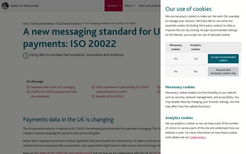 A new messaging standard for UK payments: ISO 20022 ...