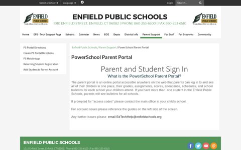 PowerSchool Parent Portal - Enfield Public Schools