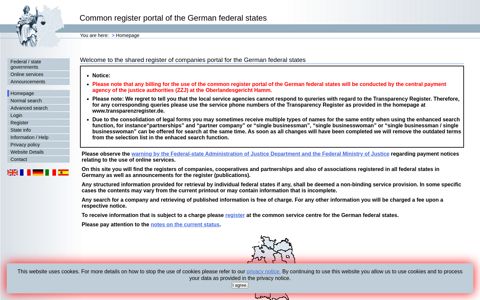 Common register portal of the German federal states
